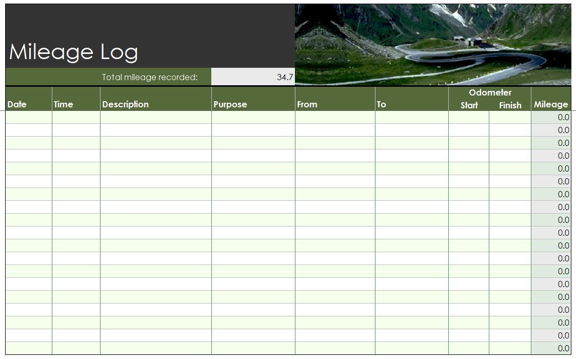 Image result for mileage log template contant