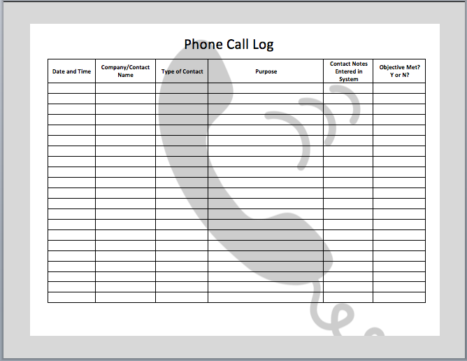 Image result for call log template content