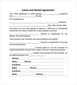 Rental Lease Agreement Template
