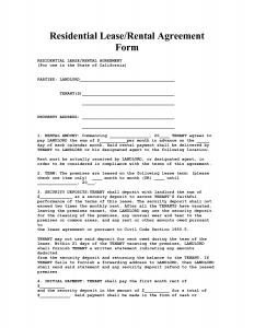 Residencial Lease Agreement Template