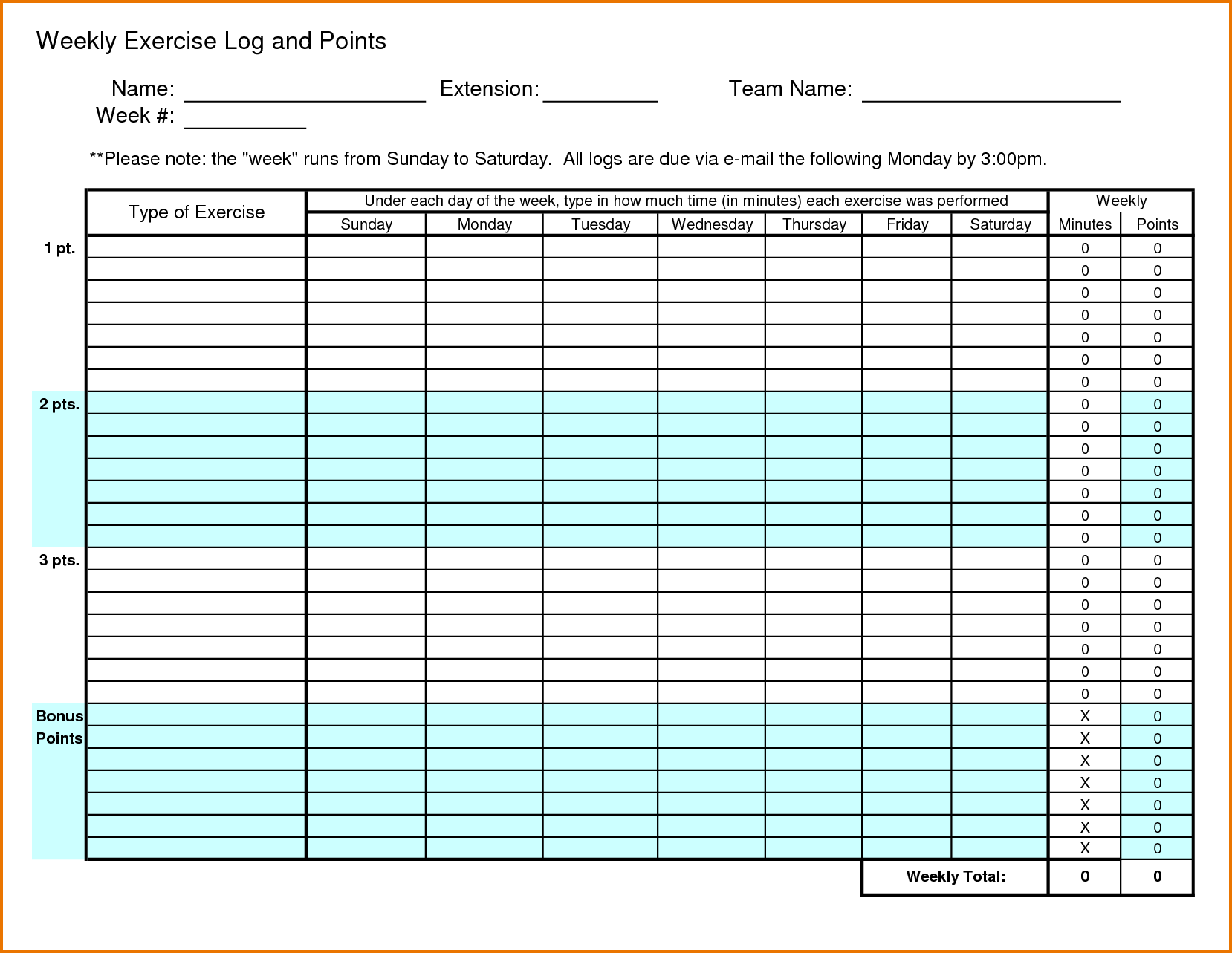 Image result for exercise log template content
