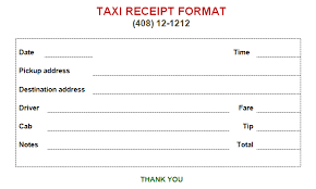 Taxi Receipt Template