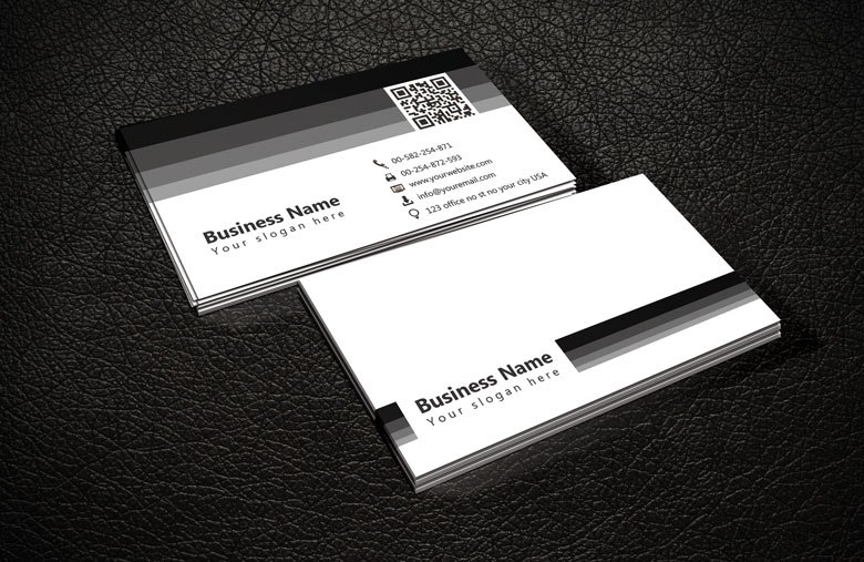 Black and White QR Code Business Card Template