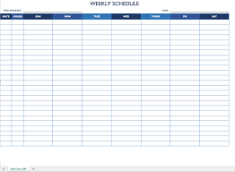 Excel Weekly Schedule Template, Mon-Sun