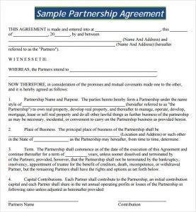 Partnership Agreement Template Free