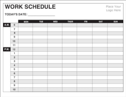 work schedule templates