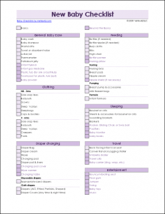 Baby Supply List Template