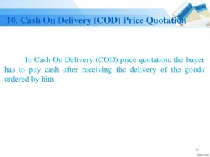 Cash On Delivery (COD) Price Quotation