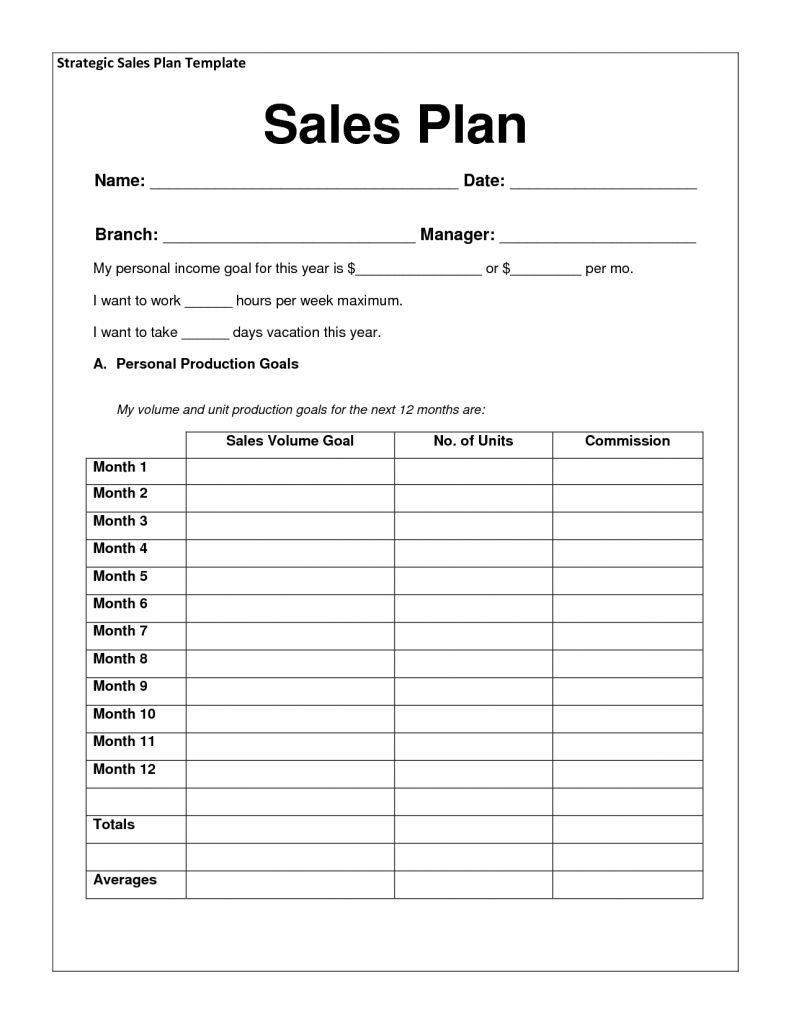 sales plan outline template