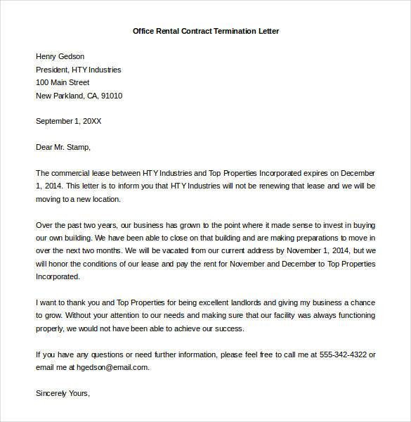 Simple Business Dismissal letter template