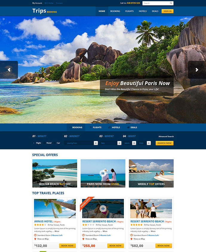 Travel Booking Website Template