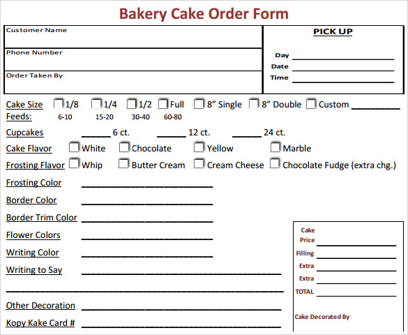 Bakery Order Template