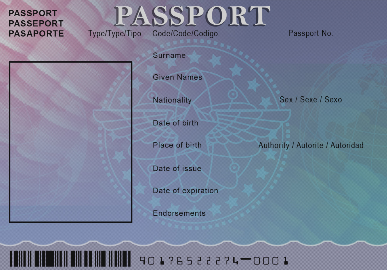 Blank abroad passport template