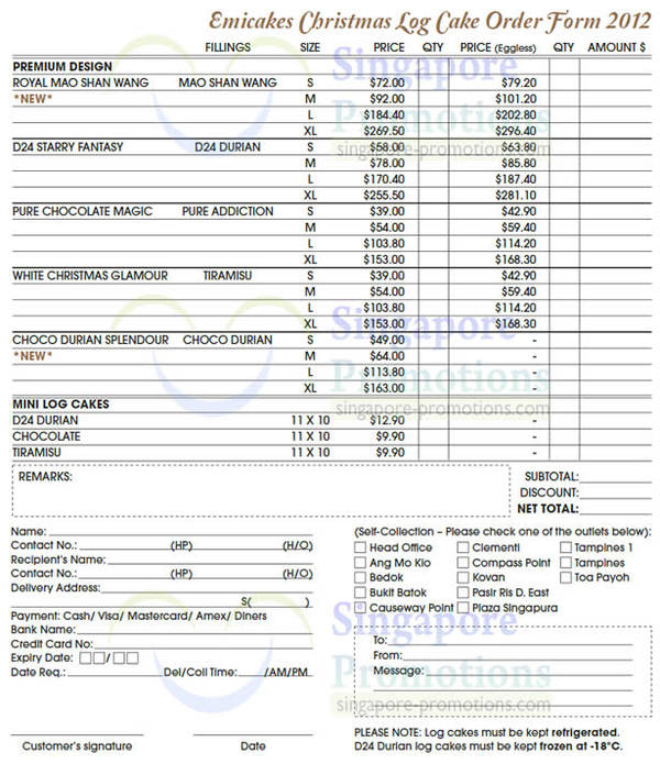 Christmas bakery order forms template