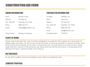Construction bid proposal template