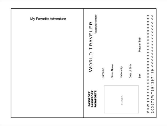 Editable double sided passport template