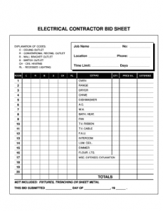 Electrical bid proposal template
