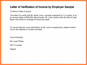 Employee income verification letter template