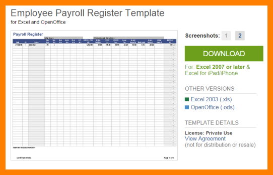 Employee payroll template