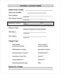 Payroll change form template