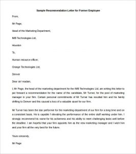 Employee recommendation letter templates