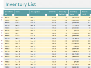 Retail Instructions inventory template