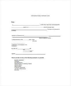 Self declared salary verification letter template