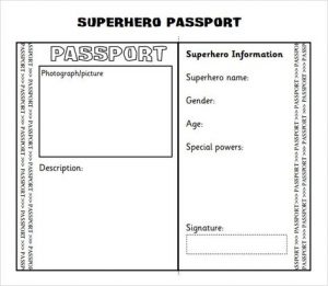 Superhero passport template