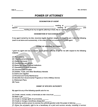 power of attorney templates
