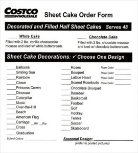 sheet cake order form