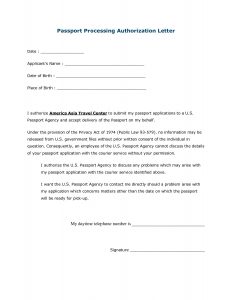 Authorization Letter To Collect Passport