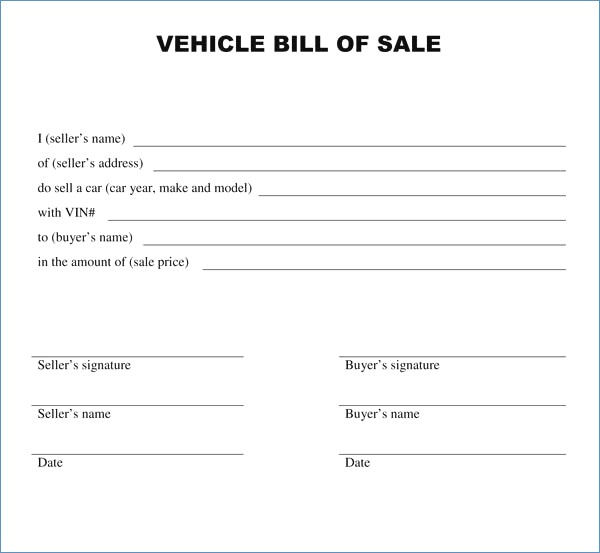 bill of sale examples and samples