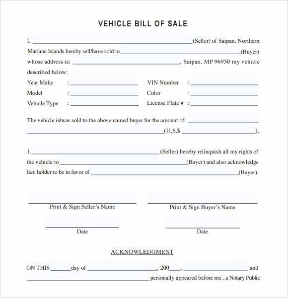 car bill of sale