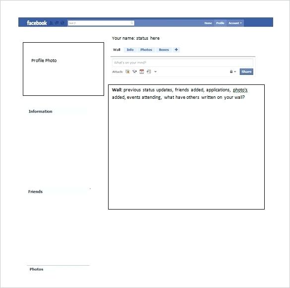 Facebook template for word document