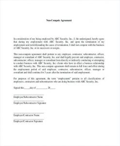 Non-compete agreement form