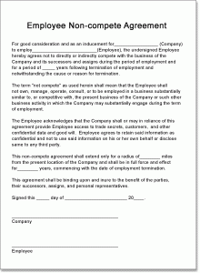 non-compete agreement template
