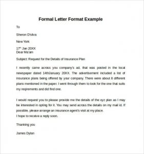 formal letter format example