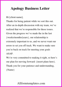 Apology Business Letter Sample