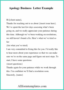 Apology Business Letter For Miscommunication