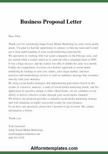 Sample Business Proposal Letter For Services