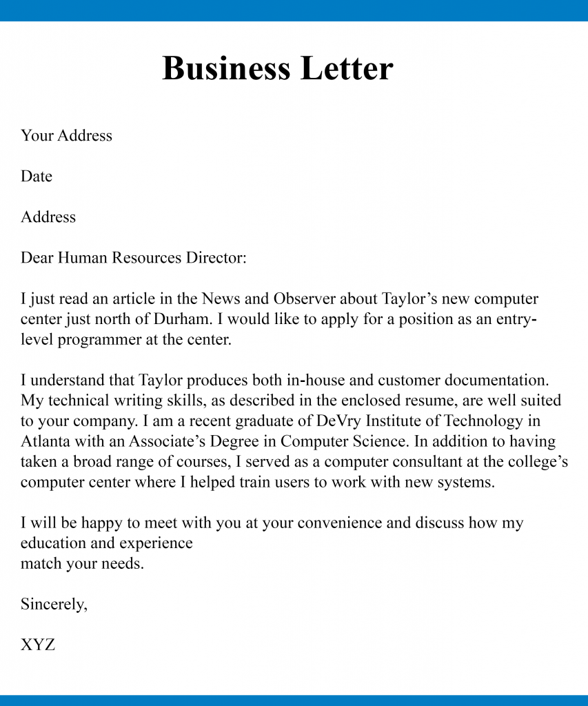 Simple Business Letter Sample