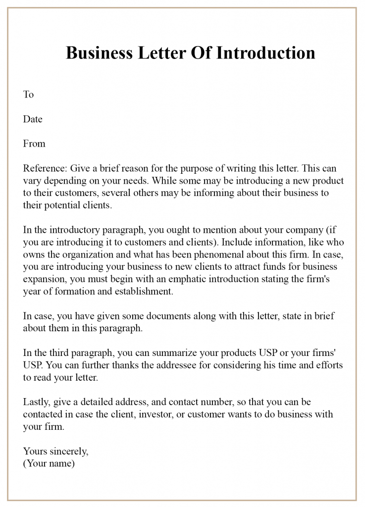 Business Letter of Introduction to New Clients