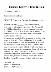 Business Introduction Letter Format