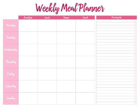Meal Planner Calendar