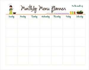 Monthly Meal Planner in PDF