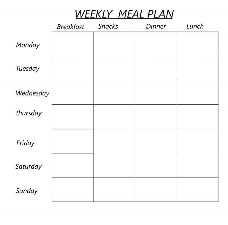 Weekly Meal Planner For a Family