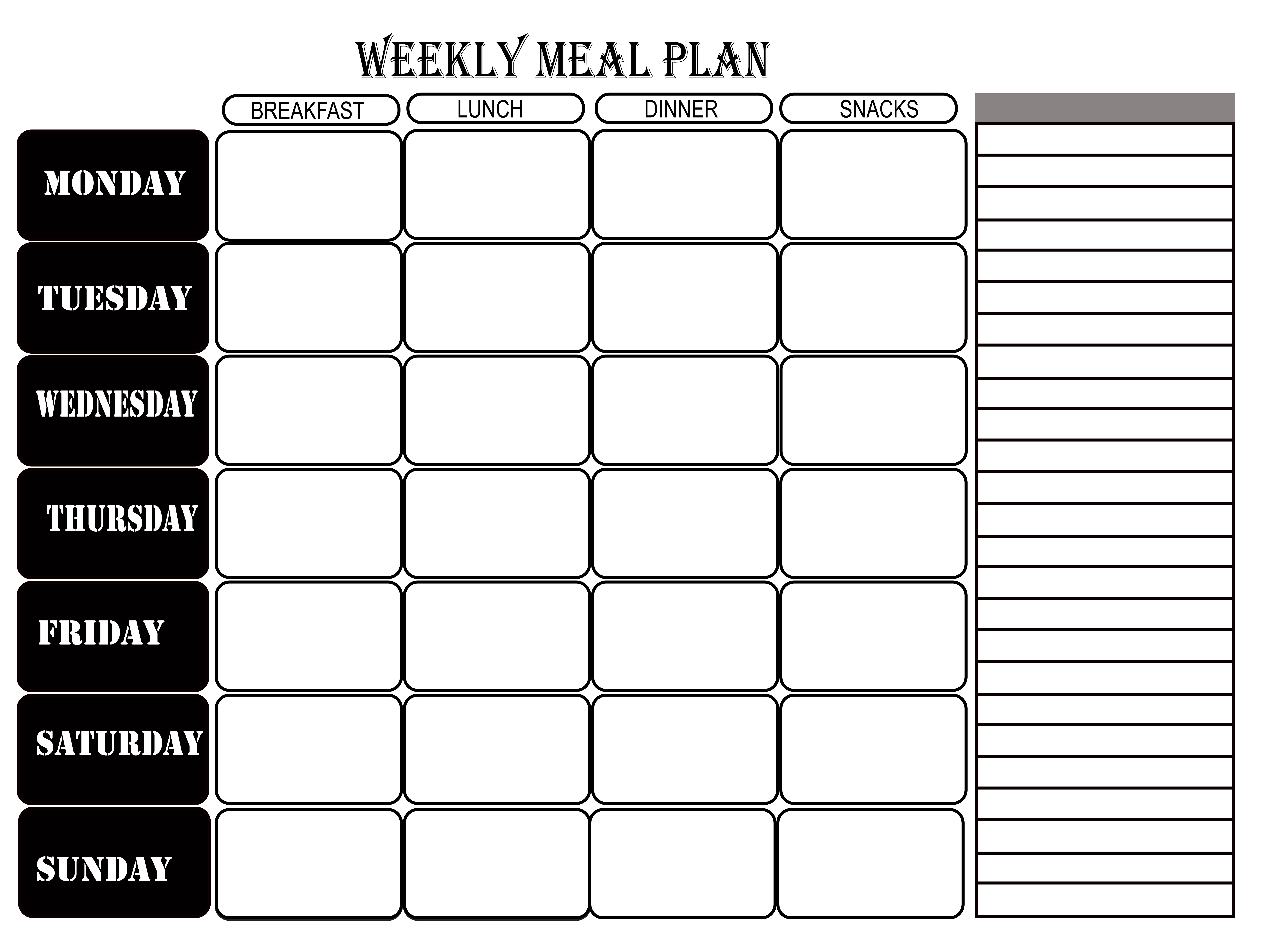 Weekly Meal Planner All Form Templates