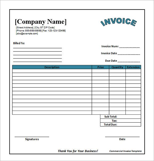 Printable Invoice Template Pdf 
