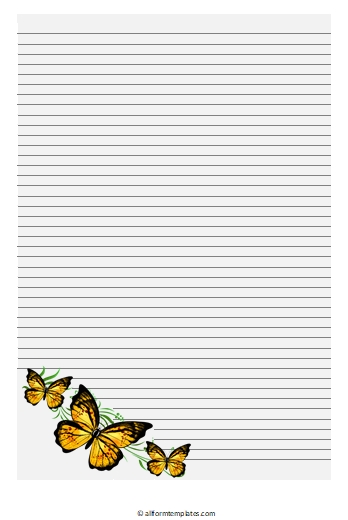 Butterfly lined paper