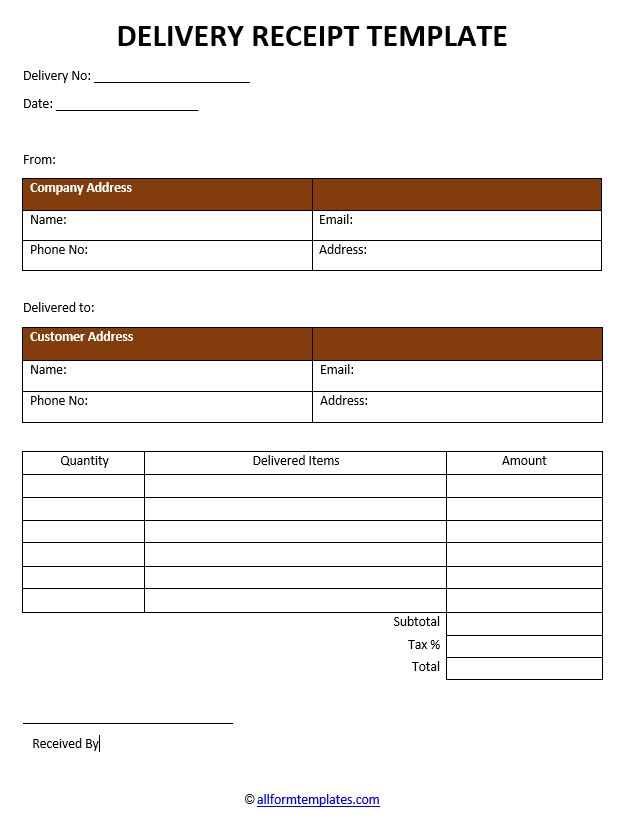 Free Sample Delivery Receipt Template Pdf Word Doc
